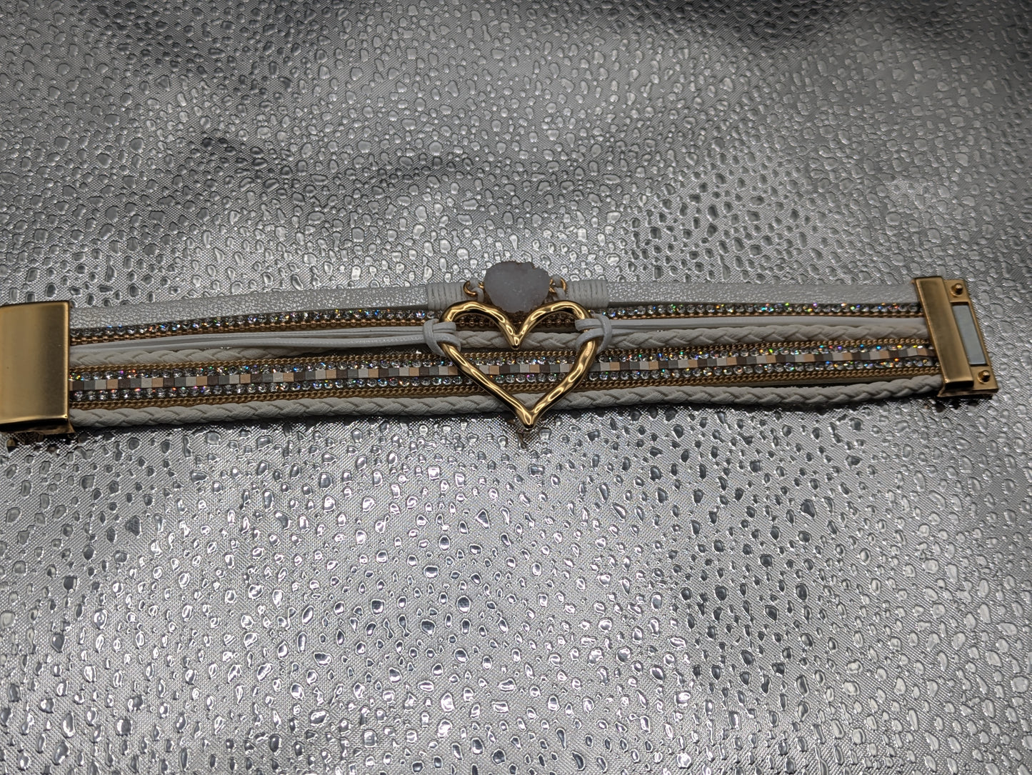 Crystal Heart With Magnetic Snap Bracelet