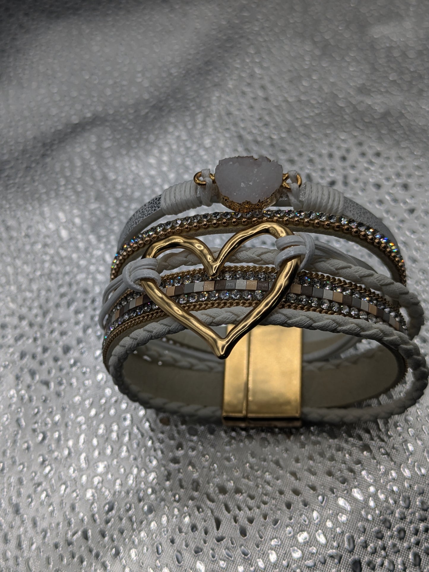 Crystal Heart With Magnetic Snap Bracelet