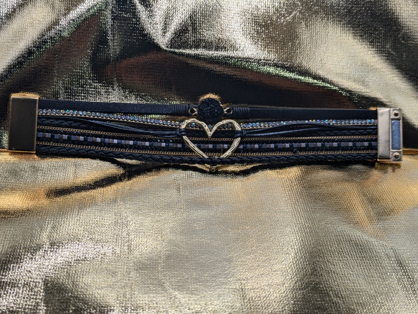 Crystal Heart With Magnetic Snap Bracelet
