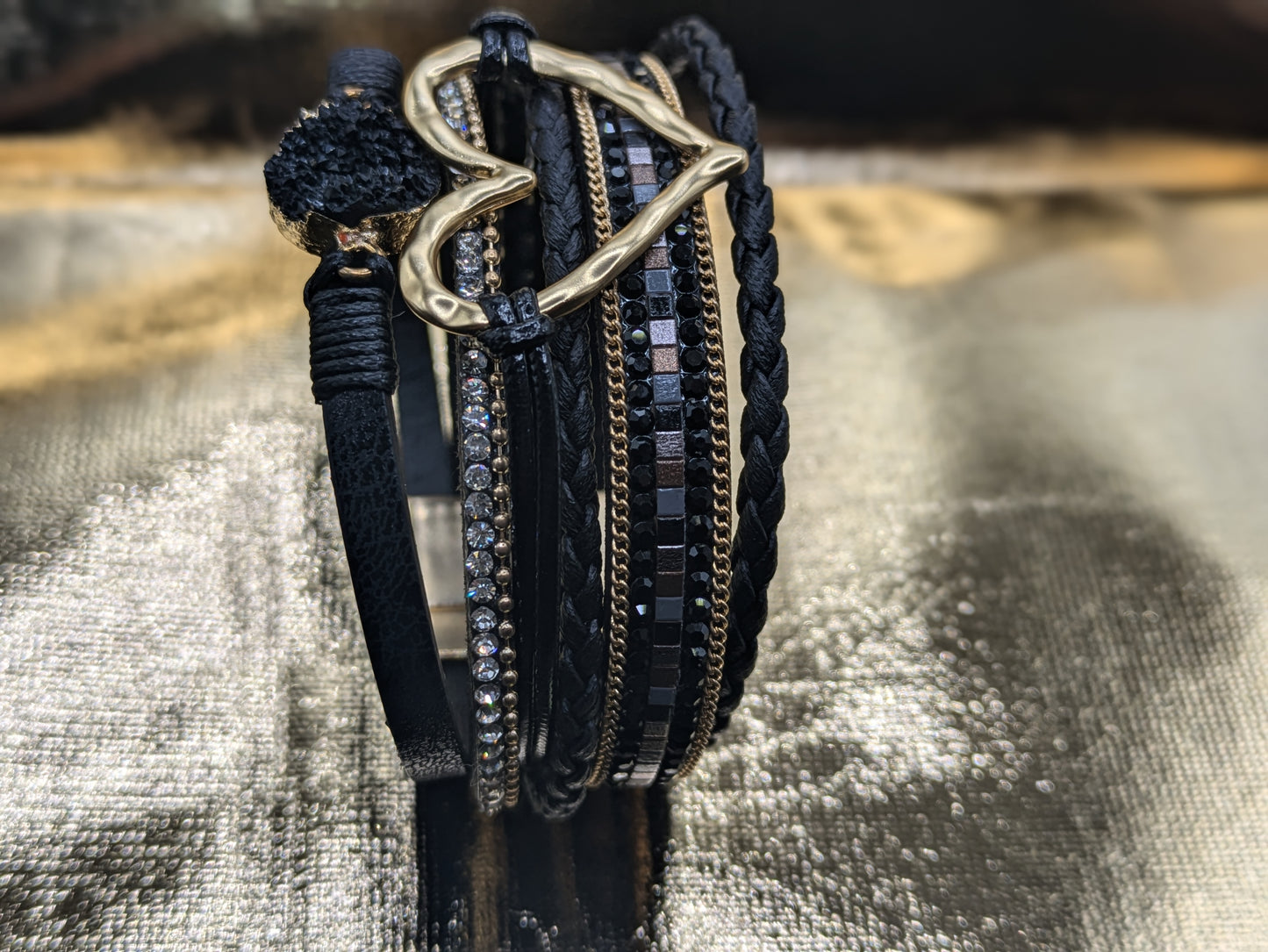 Crystal Heart With Magnetic Snap Bracelet