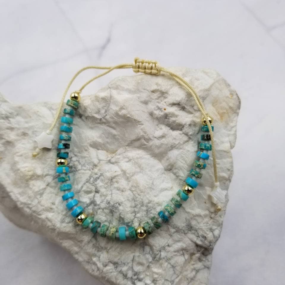 Turquoise Beaded Adjustable Stone Bracelet